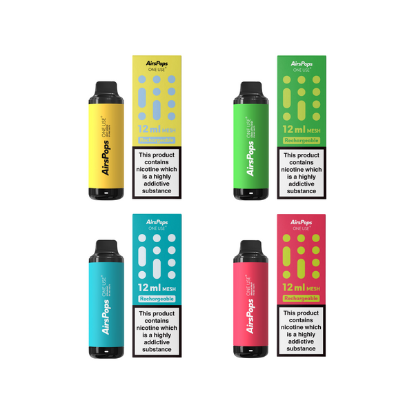 Airscream AirsPops Rechargeable ONE USE 12ml Disposable Vape - 5%
