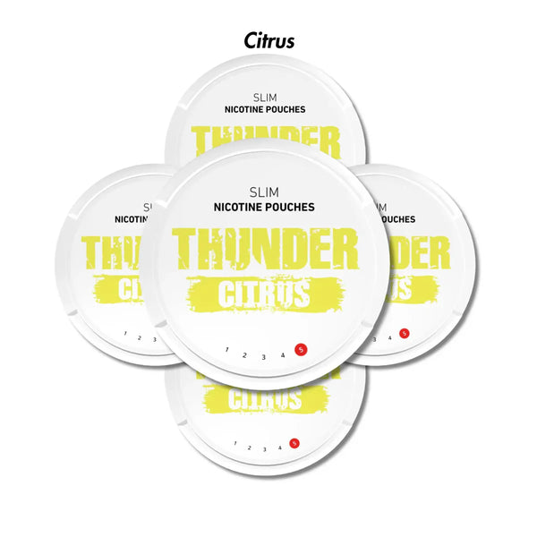 5-Pack Thunder Slim Nicotine Pouches Bundle - Extra Strong 12mg
